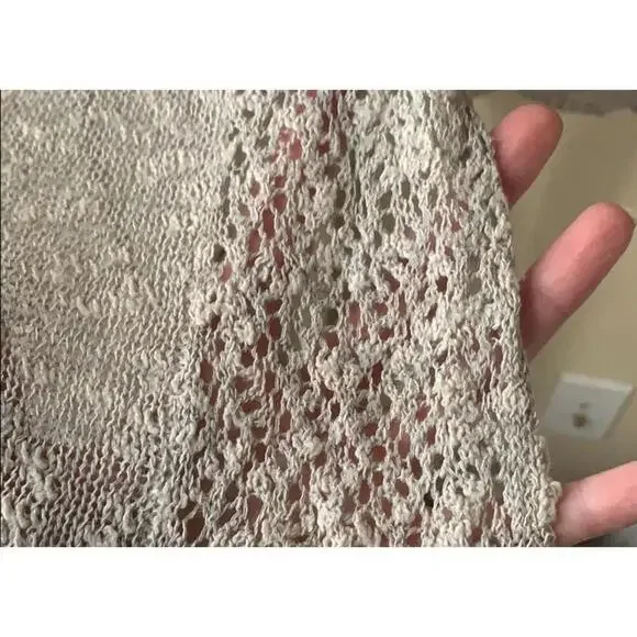 Cynthia Rowley Linen Cardigan Sweater Duster Open Knit Taupe Womens Medium NWOT - Picture 4 of 7
